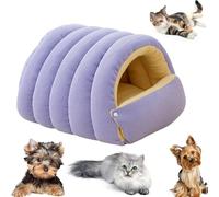 Warmth Cozy Comfort Plush Pet Cave, Plush Cat Cave Bed with Adjustable Privacy Entry, Supportive Washable Pet Bed, Cat Beds for Indoor Cats and Small Dogs (Purple,57 * 37 * 28 cm)
