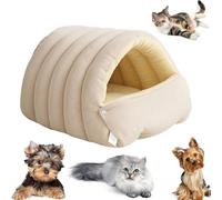 Warmth Cozy Comfort Plush Pet Cave, Plush Cat Cave Bed with Adjustable Privacy Entry, Supportive Washable Pet Bed, Cat Beds for Indoor Cats and Small Dogs (White,45 * 30 * 19 cm)