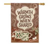 Warmth Grows When Shared Hot Cocoa Mug drapeau de maison 71 x 101 cm | Tasses à cacao chaudes, drapeau de cour, bâtons de cannelle, sucre d'orge à la menthe poivrée, décoration saisonnière d'hiver