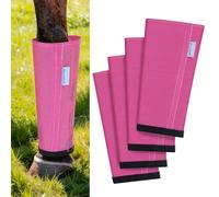 WARMWOW Lot de 4 bottes anti-mouches pour chevaux - Coupe ample en maille - Réglables - Pour jambes équines - Ne s'affaisse pas - Pas de frottement - Rose