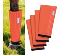 WARMWOW Lot de 4 bottes anti-mouches pour chevaux - Coupe ample en maille - Réglables - Pour jambes équines - Ne s'affaisse pas - Pas de frottement - Orange