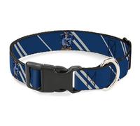 Warner Bros. Collier pour Chien avec Boucle en Plastique, Blason de Serdaigle rayé, Bleu Gris, 17,8 à 21,6 cm, 1,3 cm de Large
