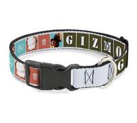 Warner Bros. Collier pour chien avec boucle en plastique, Gremlins Gizmo Texte et blocs de pose, blanc, multicolore, 24,5 à 36,8 cm, 1,3 cm de large