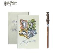 Warner Bros. Ensemble 2 pièces carnet Harry Potter Poudlard 4 maisons et stylo baguette d’Harry, papeterie Monde des sorciers sous licence officielle, collection thématique exclusive, cadeau