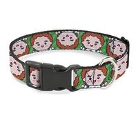 Warner Bros. Holiday Movies Collier pour animal domestique, boucle en plastique, motif lutin chibi Buddy à rayures, vert, 28 à 41,9 cm de large