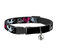 Warner Bros. Horror Movies Collier pour chat avec clochette, cadavre de mariée Emily cœurs et Blanc Rose 21,6 à 30,5 cm de large