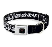 Warner Bros. Horror Movies Collier pour chien avec boucle de ceinture de sécurité en métal Inscription It Pennywise Face Come Home Come Back and Play Noir/blanc 28 à 41,5 cm 2,5 cm de large