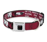 Warner Bros. Horror Movies Collier pour chien avec boucle de ceinture de sécurité en métal Inscription It Pennywise Poses and Citations Collage Rouge Blanc Gris 38,1 à 61 cm 2,5 cm de large