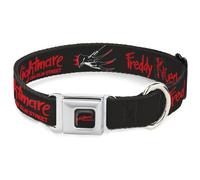 Warner Bros. Horror Movies Collier pour chien avec boucle de ceinture de sécurité en métal Motif A Nightmare on Elm Street Freddy Icônes et logo Noir/rouge 28 à 41,5 cm 2,5 cm de large