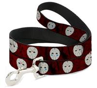 Warner Bros. Horror Movies Laisse pour chien, motif masque de hockey Friday The 13th Rouge 1,8 m de long 2,5 cm de large