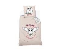 WARNER - Housse De Couette Harry Potter Hedwige 140x200 cm + 1 Taie D'Oreiller 63x63 cm - 100% Coton - Ecru