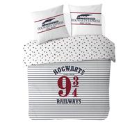 WARNER - Housse De Couette Harry Potter Hogwarts Express 220x240 cm + 2 taies d'oreillers 63x63 cm - Coton - Blanc