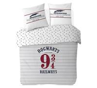 Warner - Housse De Couette Harry Potter Hogwarts Express 220x240 cm + 2 taies d'oreillers 63x63 cm - Coton - Blanc
