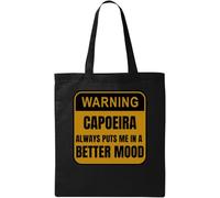 Warning Capoeira Always Puts Me in A Better Mood Sac fourre-tout en coton écologique naturel Noir, Noir , Taille unique