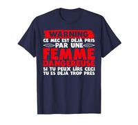 Warning Ce Mec Est Deja Pris Humour Saint Valentin Cadeau T-Shirt, Homme, Bleu Marine, 3XL
