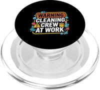 Warning Cleaning Crew At Work Gardien de concierge -- PopSockets PopGrip pour MagSafe