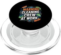 Warning Cleaning Crew At Work Gardien de concierge - PopSockets PopGrip pour MagSafe