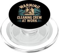 Warning Cleaning Crew at Work Gardien de Concierge - PopSockets PopGrip pour MagSafe