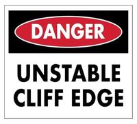 Warning Crumbling Bluff Danger Zone Tin Sign For Scenic View 12x8 Inch | Vintage outdoor decor alerts hikers about potential rockfall and ground collapse area