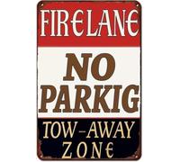 Warning Fire Lane Metal Sign No Parking Or Standing Retro Garage Decor 8 X 12 in