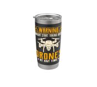 Warning I Might Start Talking About Drones Funny Drone Pilot Gobelet isotherme en acier inoxydable double paroi
