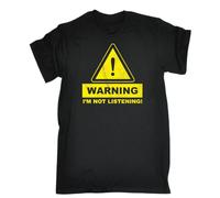 Warning Im Not Listening T-Shirt Simple Style Tee Printed Short-Sleeve for Men BlackXXL
