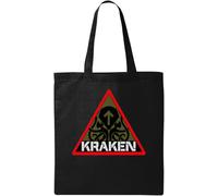 Warning Kraken Road Sign Parodie Sac fourre-tout en coton écologique naturel Noir, Noir , Taille unique