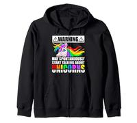 Warning May Spontaneously Start Talking About Unicorns Gift Sweat à Capuche