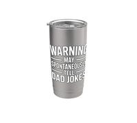 Warning May Spontaneously Tell Dad Jokes Gobelet isotherme en acier inoxydable double paroi