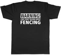 Warning May Start Talking About Fencing Mens Unisex Mens Women T Shirt 100% Cotton Tee Manches Courtes(XX-Large)