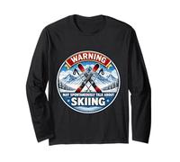 Warning Peut Parler spontanément de Skier Skier Funny Ski Manche Longue