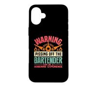 Warning Pissing Off The Bartender Funny Bartending Coque pour iPhone 16 Plus