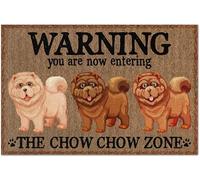 Warning The Chow Chow Zone Paillasson en fibre de coco Motif chien mignon | Tapis d'extérieur antidérapant en fibre de coco naturelle, 3 tailles disponibles