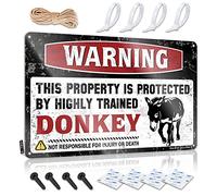 Warning This Property Is Protected By A Highly Trained Donkey Love Locaux suspendus | Décoration murale ronde cool a une décoration murale vintage en métal (30 x 40 cm)