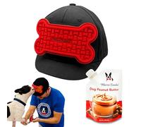 Warren London Combo chapeau/collation - Outil de distraction de toilettage Distract-A-Hat™ + beurre d'arachide torréfié entièrement naturel de 8 onces, enrichissement sans xylitol et soulagement de