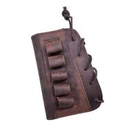 Warreplica - Protège-crosse en cuir pour fusil de chasse, coussinet de repose-joue avec porte-cartouche calibre 12, protège-crosse pour cartouches de 5 cartouches (marron) - Reproduction (Main droite)