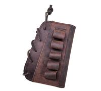 Warreplica - Protège-Crosse en Cuir pour Fusil de Chasse, Coussinet de Repose-Joue avec Porte-Cartouche Calibre 12, protège-Crosse pour Cartouches de 5 Cartouches (Marron) - Reproduction (Left Hand)