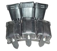 warreplica WW2 Allemand 98k k98 Mauser 8mm Munitions Ceinture en Cuir Pochette/WWII Allemand K98 Triple Munitions Galet Pochette en Cuir (Noir, Paire/2 pièces)