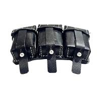 warreplica WW2 Allemand 98k k98 Mauser 8mm Munitions Ceinture en Cuir Pochette/WWII Allemand K98 Triple Munitions Galet Pochette en Cuir (Noir, Célibataire)