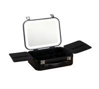 WARRIOO Organiseur de voyage de grande capacité avec éclairage LED réglable pour accessoires de maquillage - Luminosité réglable, noir, Beauté de masse