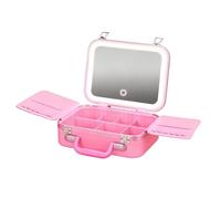 WARRIOO Organiseur de voyage de grande capacité avec éclairage LED réglable pour accessoires de maquillage - Luminosité réglable, a, Beauté de masse