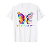 Warrior Combattez Le Cancer dans Toutes Les Couleurs de Ruban Butterfly T-Shirt Graphique avec Valeur, Homme, Blanc, S