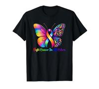 Warrior Combattez Le Cancer dans Toutes Les Couleurs de Ruban Butterfly T-Shirt Graphique avec Valeur, Homme, Noir, XL