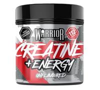Warrior Créatine Monohydrate plus Énergie 360 g - 80 Portions - Supplément Sportif pour Performance et Récupération Musculaire - Avec Caféine et Vitamines B (Non aromatisée)