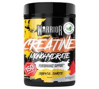 Warrior Créatine Monohydrate Poudre 500 g, Végane - Fruits Tropicaux | 3 g par portion, 150 portions, micronisée, bon goût, testée en laboratoire, pour force, masse & endurance