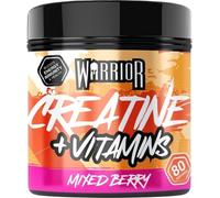 Warrior Créatine Monohydrate + Multivitamines 360 g - 80 Portions - Supplément Sportif pour Performance, Force et Récupération Musculaire - Poudre Micronisée (Fruits Rouges)