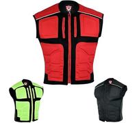 warrior gears Gilet moto haute visibilité pour homme, gilet haute visibilité rembourré, vêtements Hi-Vis, gilet réfléchissant, protection rembourrée en caoutchouc, Rouge - M