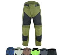 warrior gears Pantalon de Moto pour Homme Air Mesh et Cordura 600D Pantalon de Moto blindé de Protection CE avec Doublure en Maille et imperméable Respirant, Vert Olive et Noir - 38W/29L