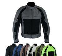 warrior gears Veste de moto en textile Air Mesh et Cordura 600D pour hommes Vestes de moto en textile blindé de protection CE avec doublure en maille et imperméable respirante, Gris et noir - 7XL