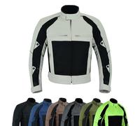 warrior gears Veste de moto en textile Air Mesh et Cordura 600D pour hommes Vestes de moto en textile blindé de protection CE avec doublure en maille et imperméable respirante, Beige & Noir - 6XL